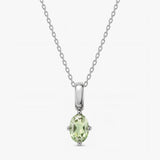 Oval August Birthstone Silver Necklace - Peridot