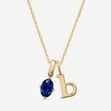 Oval Birthstone Initial Necklace