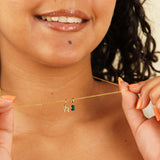 Oval Birthstone initial Necklace