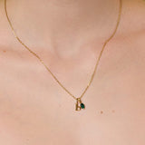 Oval Birthstone Initial Necklace