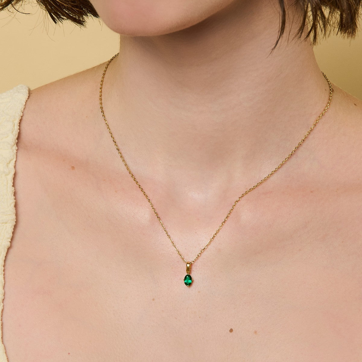 Oval Birthstone Necklace