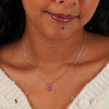 Oval Birthstone Silver Necklace
