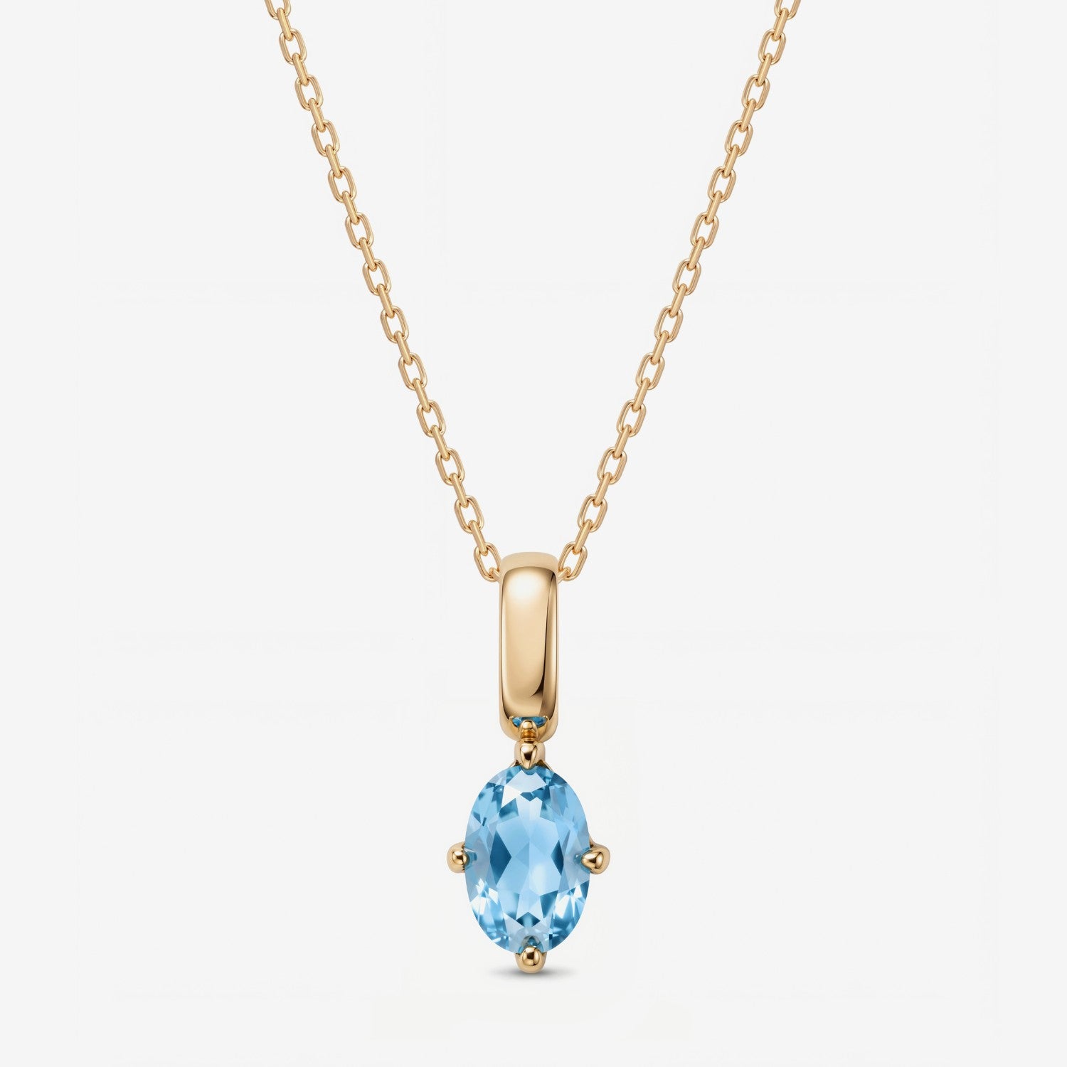 Oval December Birthstone Blue Topaz Necklace