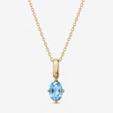 Oval December Birthstone Blue Topaz Necklace