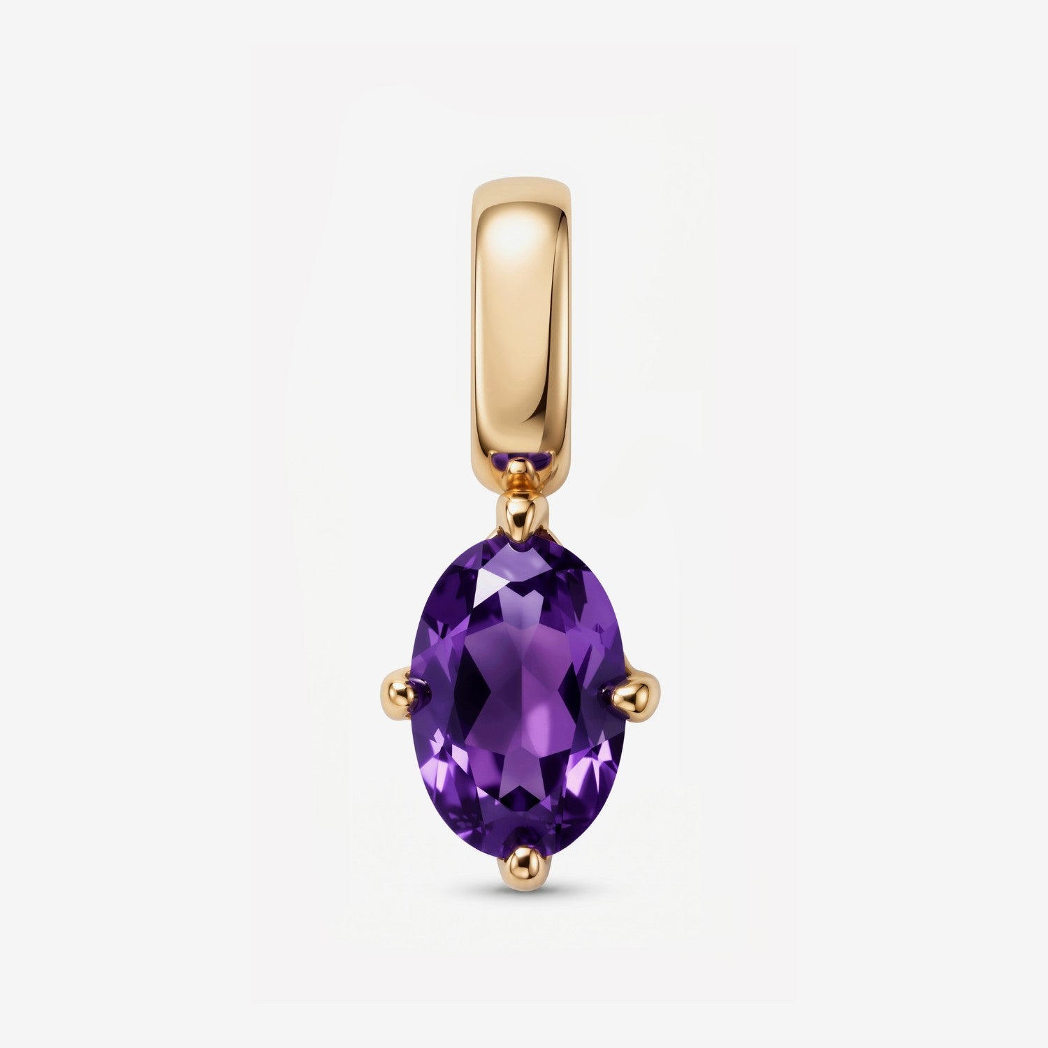 Oval February Amethyst Charm