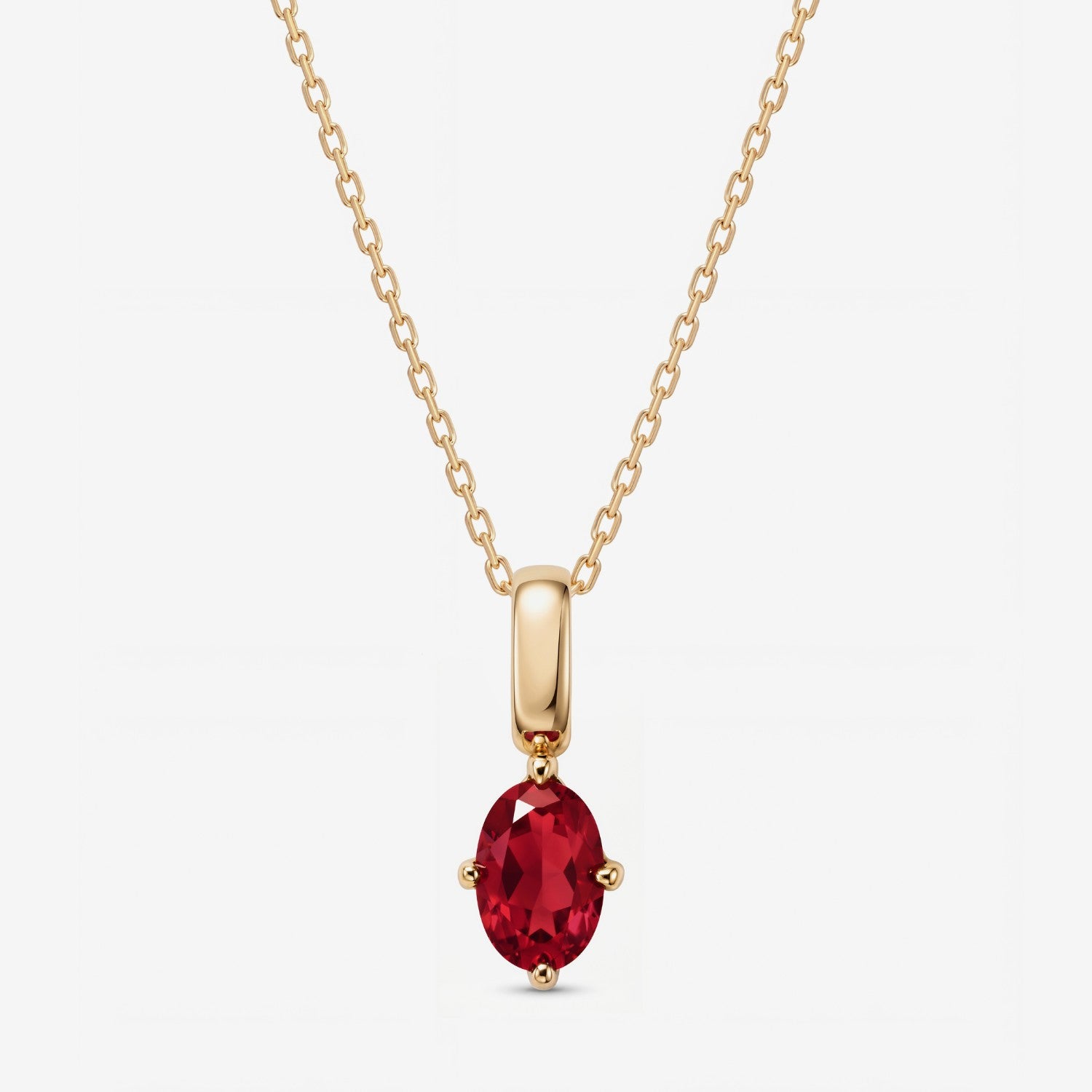 Oval July Birthstone Ruby Necklace