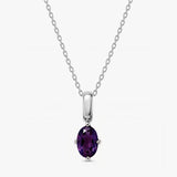 Oval June Birthstone Silver Necklace - Alexandrite
