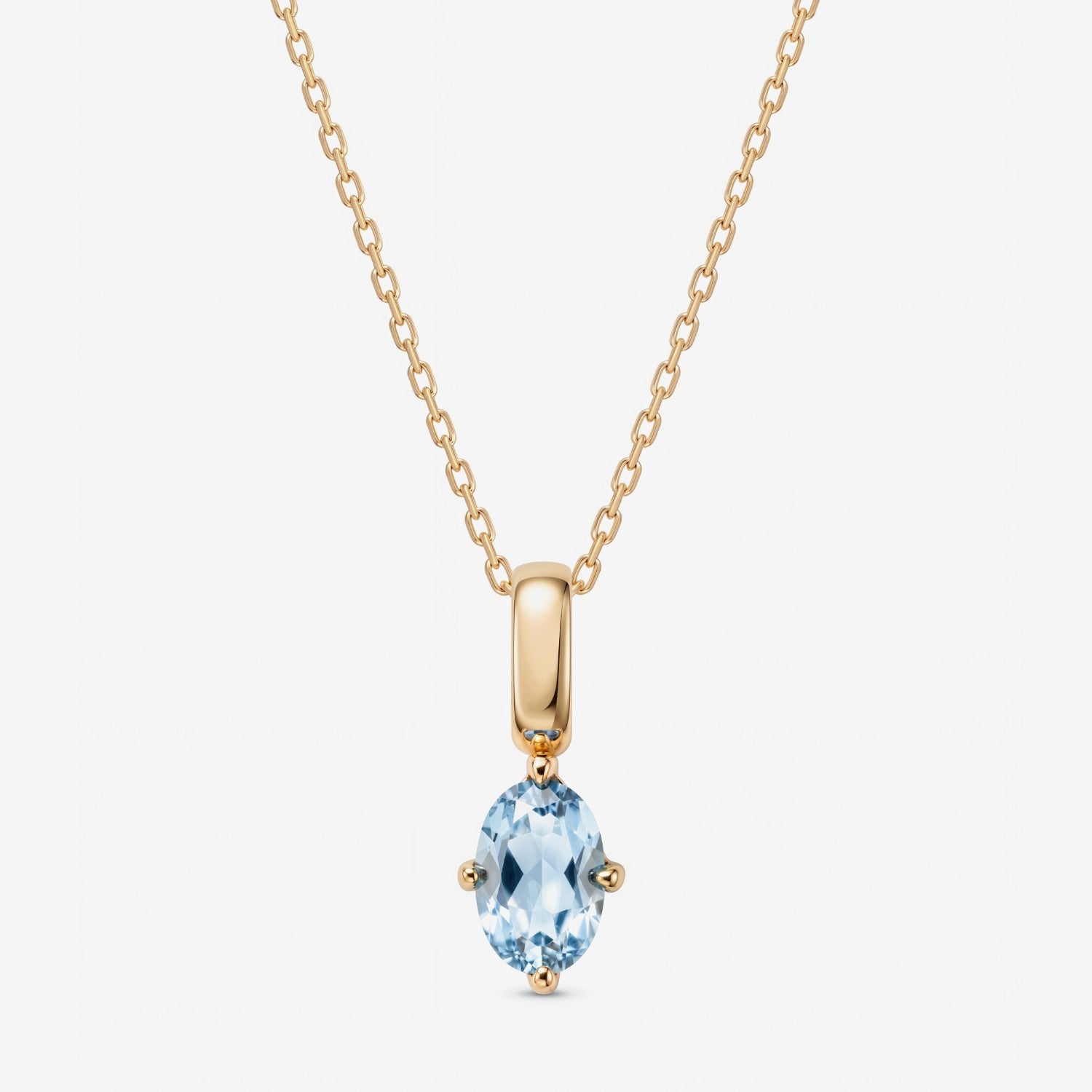 Oval March Birthstone Aquamarine Necklace
