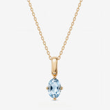 Oval March Birthstone Aquamarine Necklace