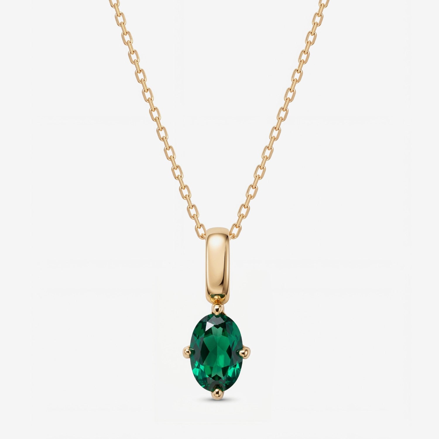 Oval May Birthstone Emerald Necklace