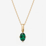 Oval May Birthstone Emerald Necklace