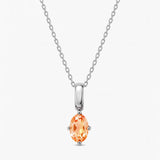 Oval November Birthstone Silver Necklace - Citrine