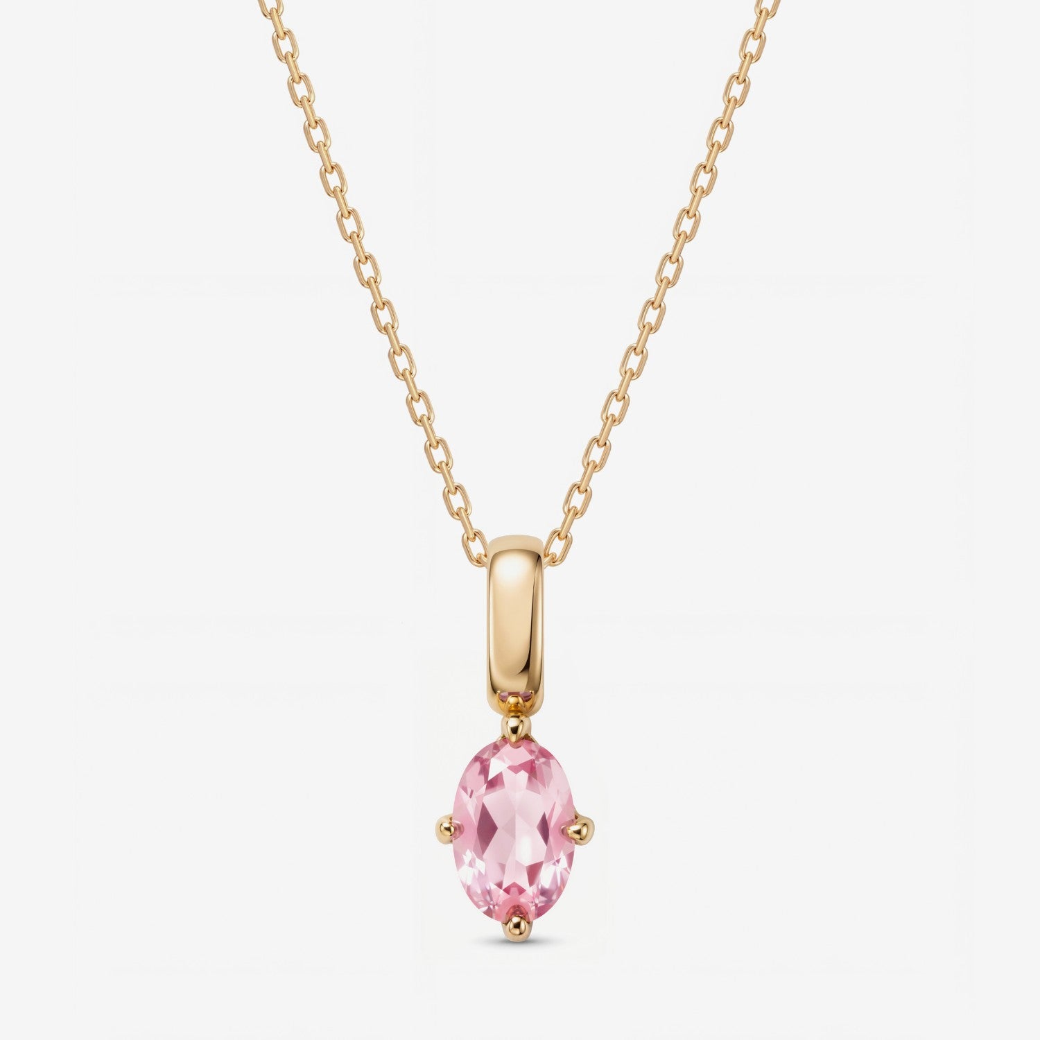 Oval October Birthstone Pink Tourmaline Necklace