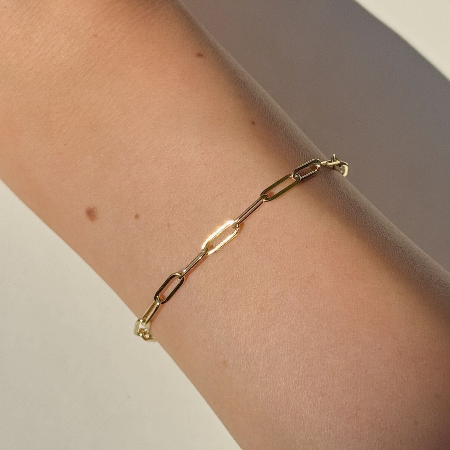 Paperclip Link Chain Bracelet in 14k Gold Stainless Steel