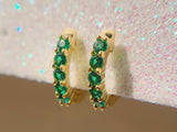 Pave Emerald Huggie Earrings | Little Sky Stone