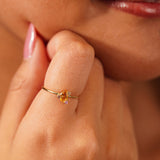 Pear Cut Citrine Cluster Ring Elara