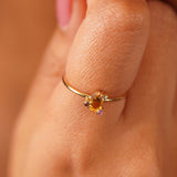 Pear Cut Citrine Cluster Ring Elara