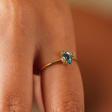 Pear Cut Swiss Blue Topaz Cluster Ring Elara