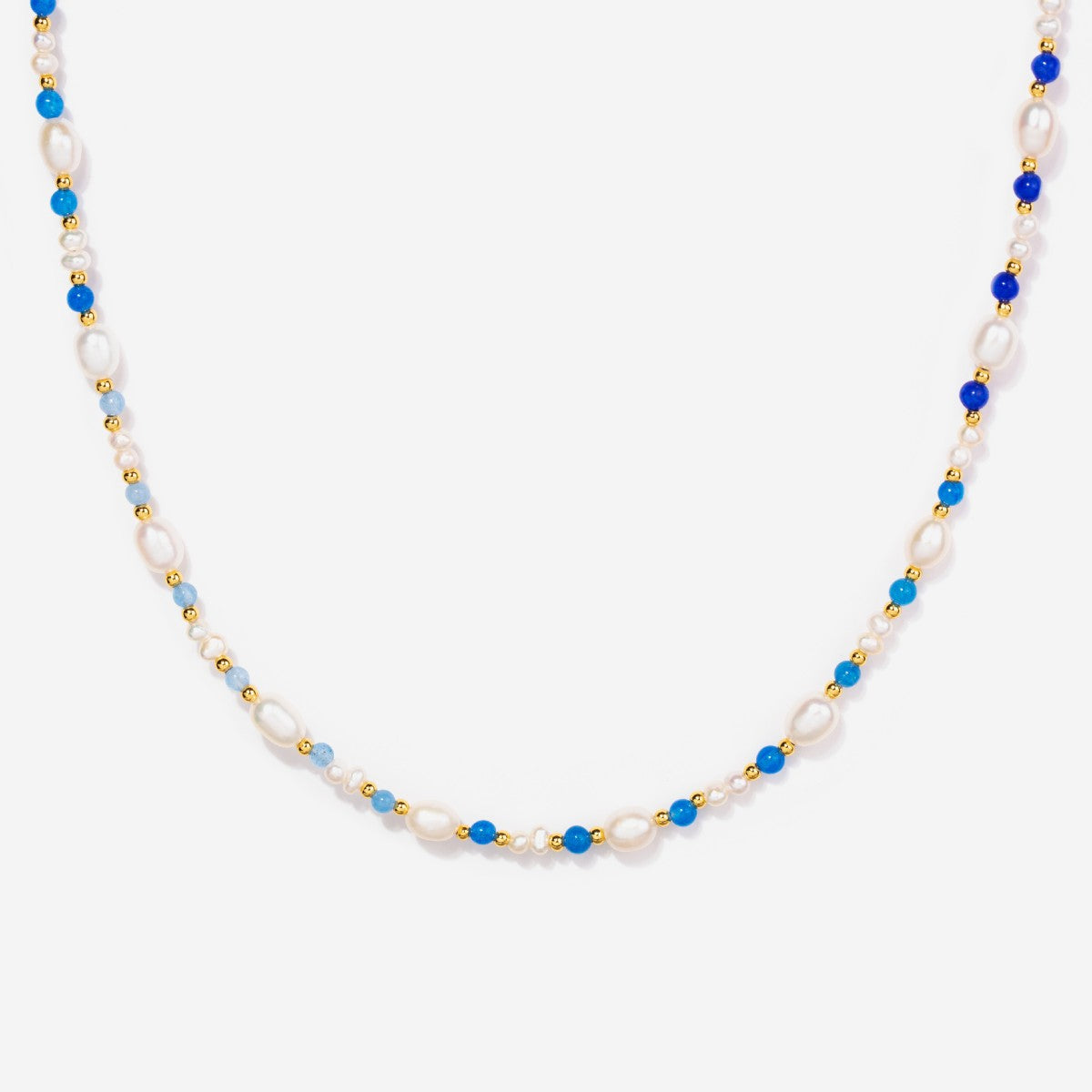 Pearl Blue Bead Gold Necklace For Women Little Sky Stone