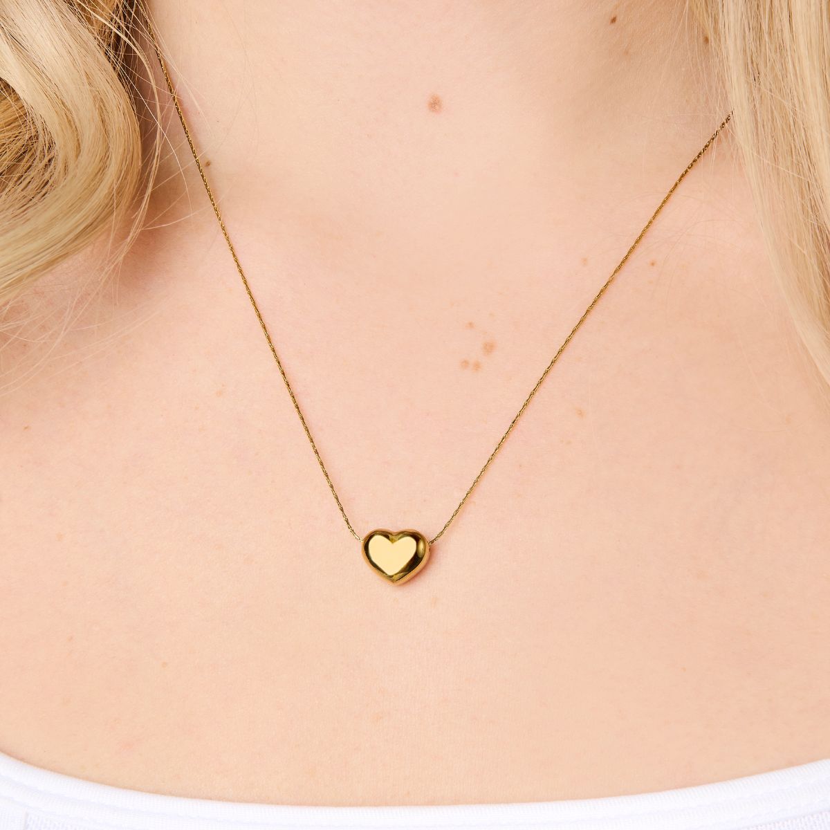 Pebble Heart Necklace - 14k gold plated over stainless steel
