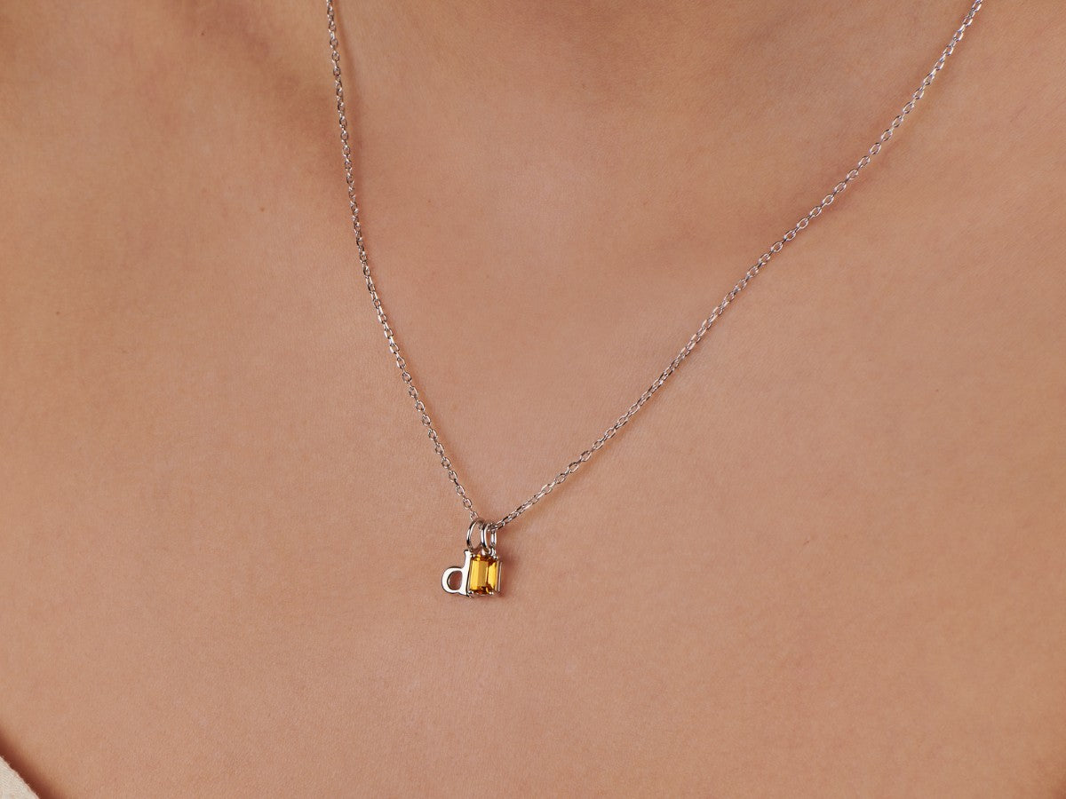 Personalized Birthstone Initial Silver Necklace | Little Sky Stone