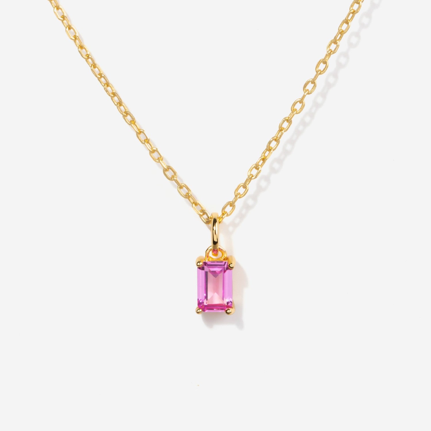 Pink Tourmaline October Birthstone Baguette Necklace – Little Sky