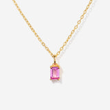 Pink Tourmaline October Birthstone Baguette Necklace in 14k Gold Filled | Little Sky Stone
