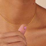Pink Tourmaline October Birthstone Baguette Necklace in 14k Gold Filled | Little Sky Stone
