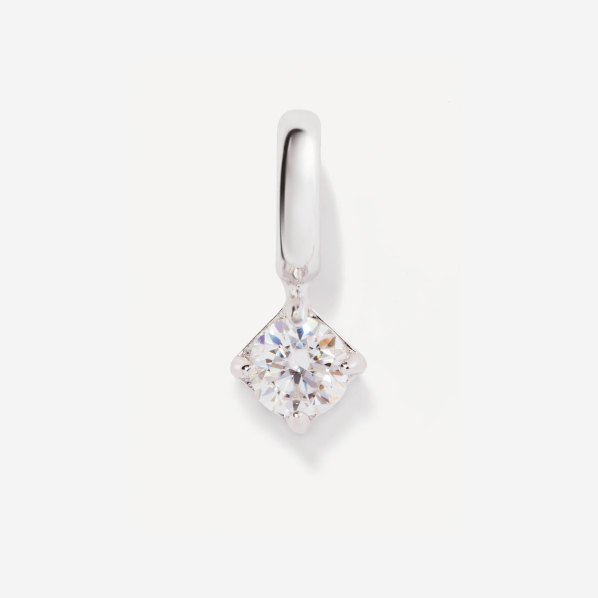Round April Birthstone Moissanite Silver Charm