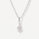 Round April Birthstone Moissanite Silver Necklace