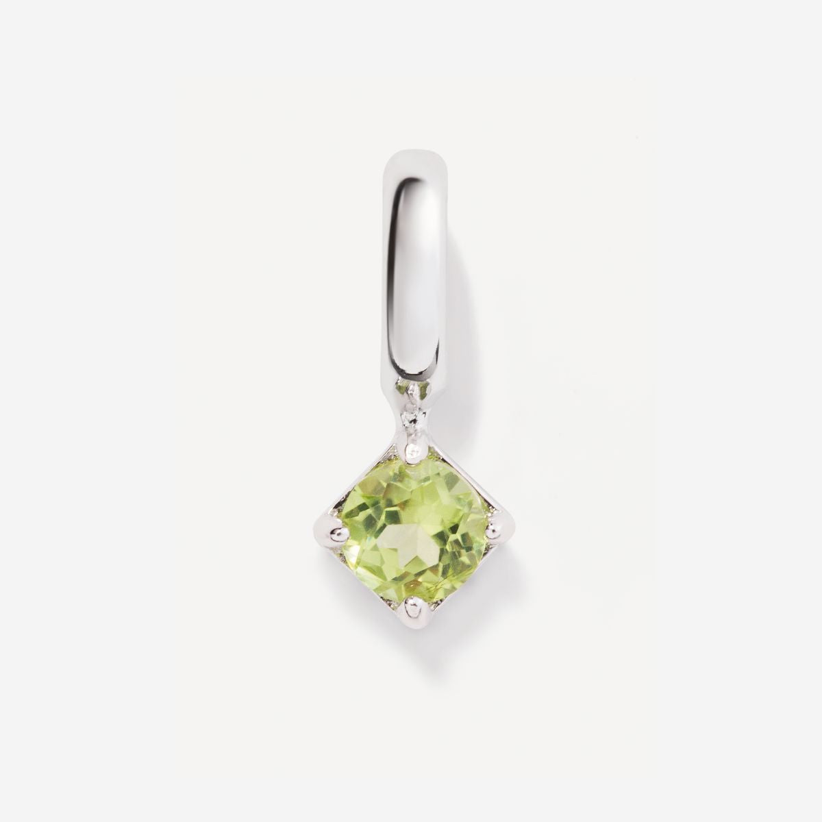 Round August Birthstone Peridot Silver Charm