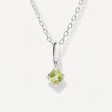 Round August Birthstone Peridot Silver Necklace