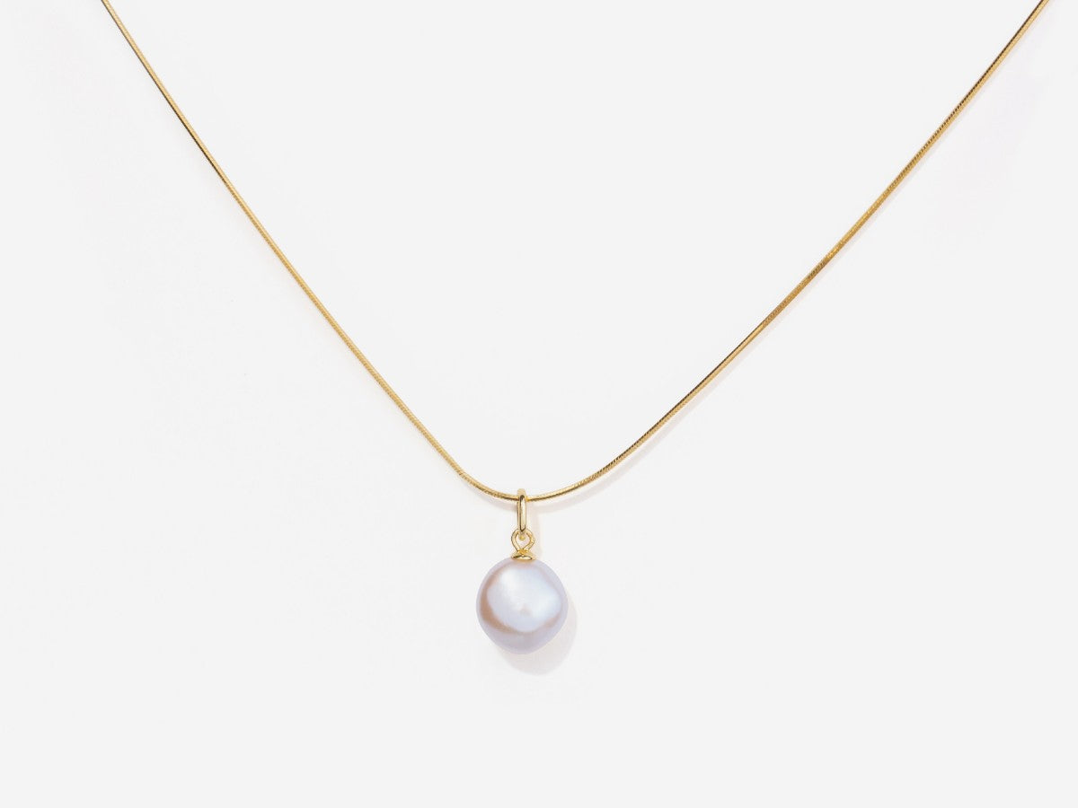 Round Baroque Pearl 14k Gold Plated Necklace | Little Sky Stone
