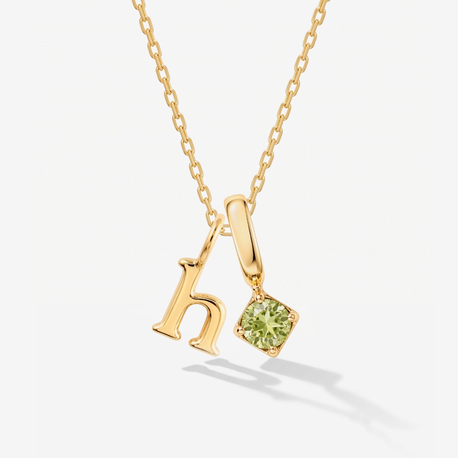 Round Birthstone initial Necklace 