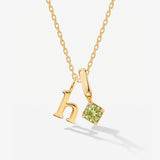 Round Birthstone initial Necklace 