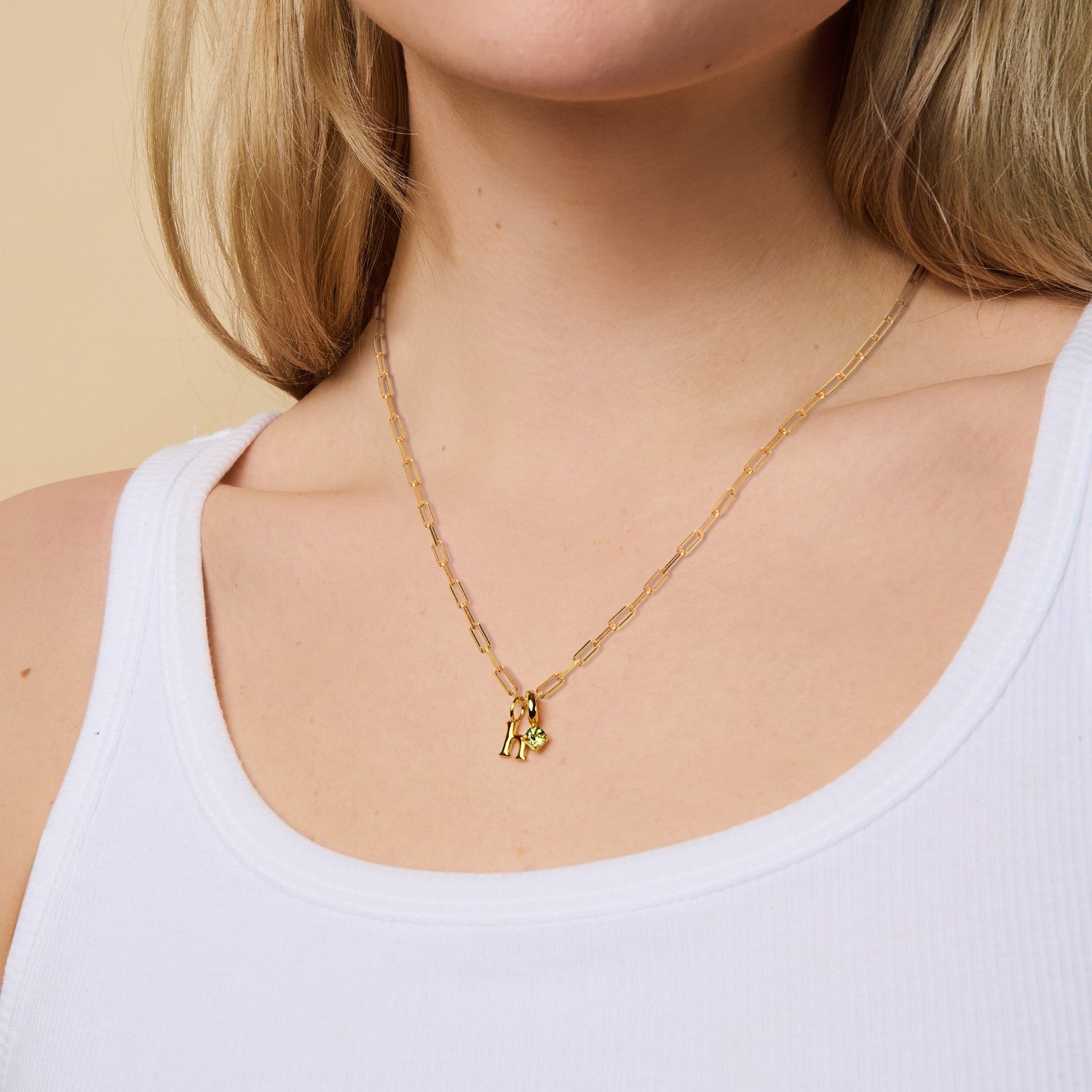 Round Birthstone Initial Necklace - Kenzie