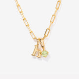 Round Birthstone Initial Necklace - Kenzie