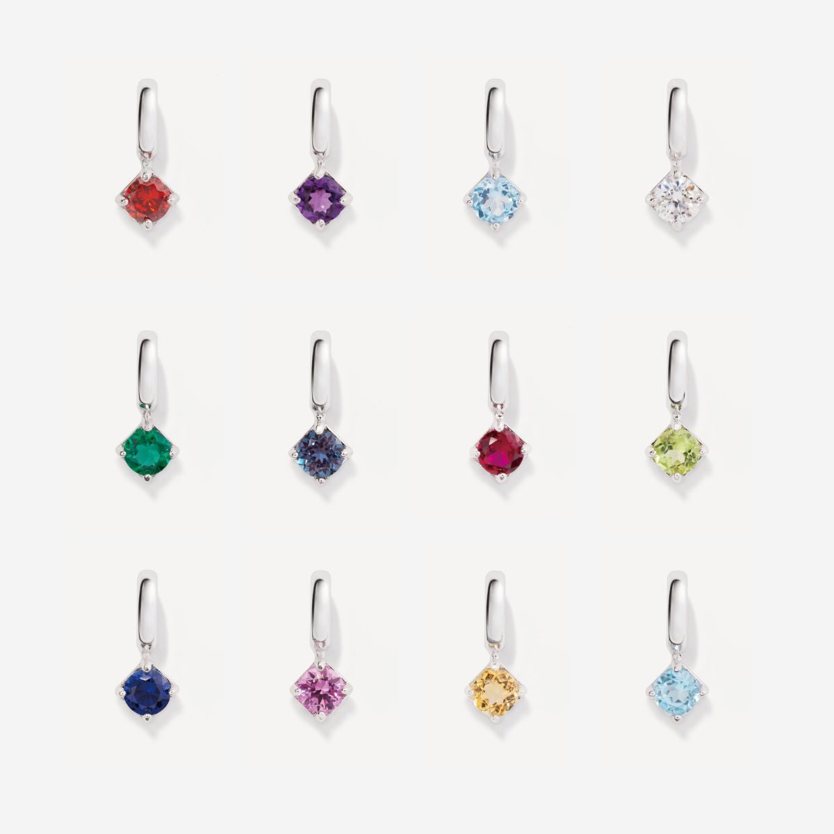 Round Birthstone Silver Charm
