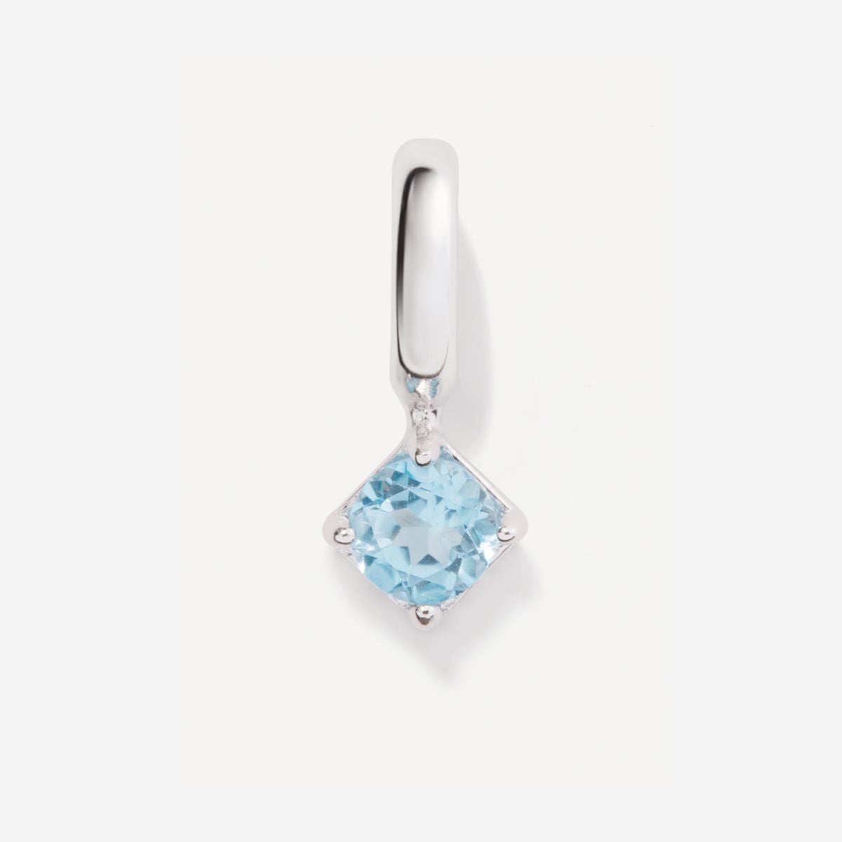Round December Birthstone Blue Topaz Silver Charm