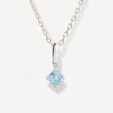 Round December Birthstone Blue Topaz Silver Necklace