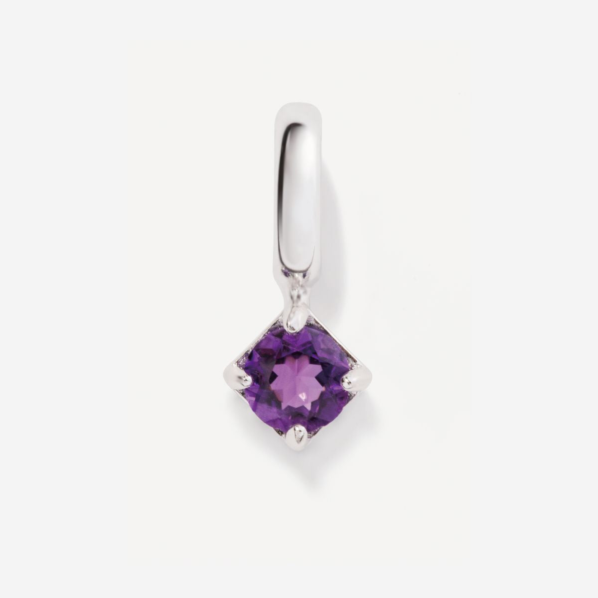 Round February Birthstone Amethyst Silver Charm