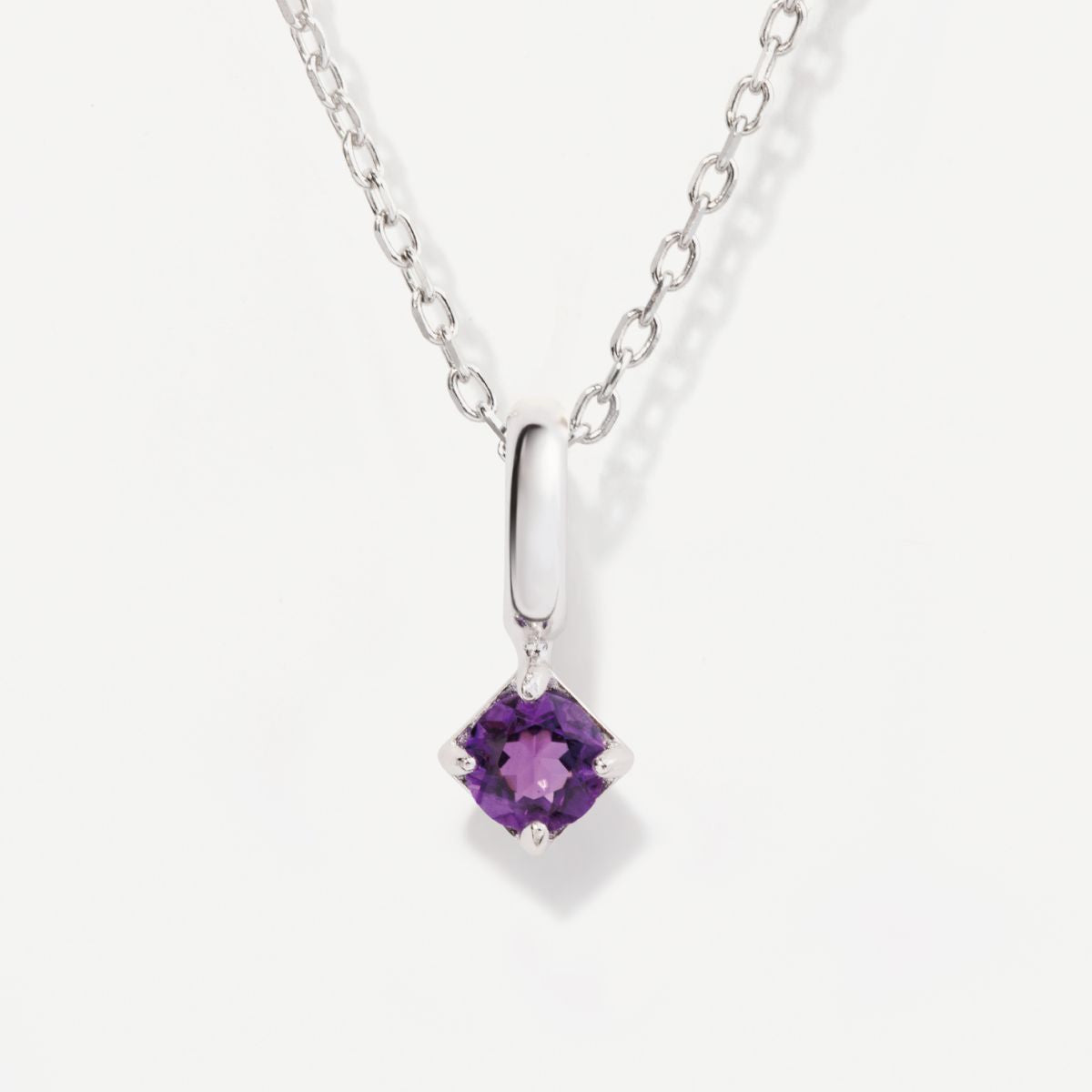 Round February Birthstone Amethyst Silver Necklace