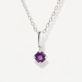 Round February Birthstone Amethyst Silver Necklace