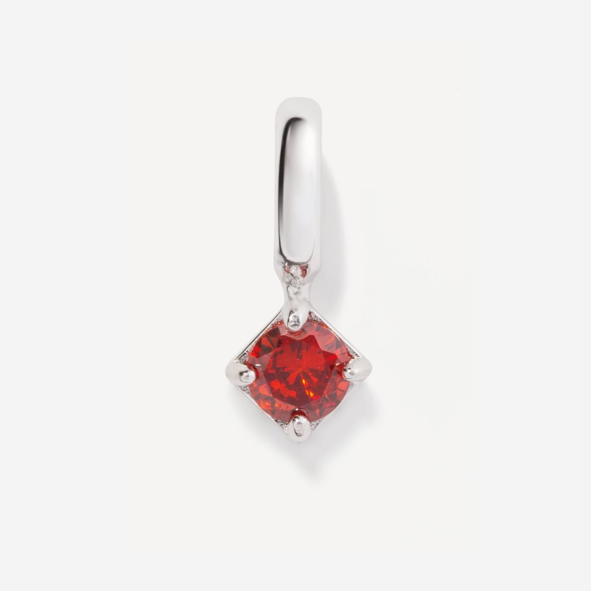 Round January Birthstone Garnet Silver Charm