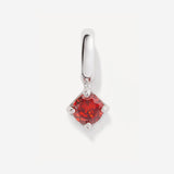 Round January Birthstone Garnet Silver Charm