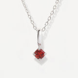 Round January Birthstone Garnet Silver Necklace
