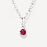 Round July Birthstone Ruby Silver Necklace