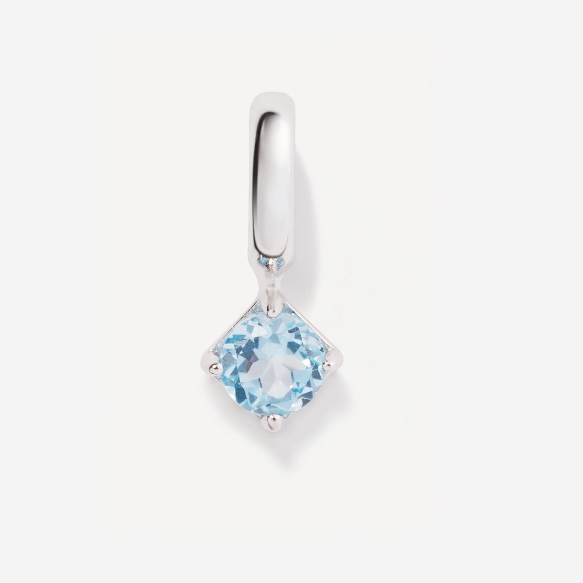Round March Birthstone Aquamarine Silver Charm