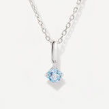 Round March Birthstone Aquamarine Silver Necklace