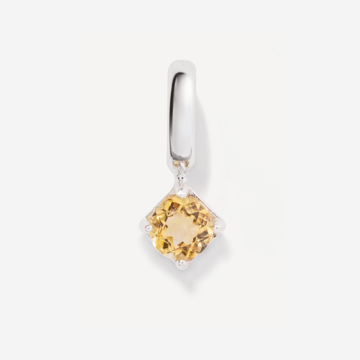 Round November Birthstone Citrine Silver Charm